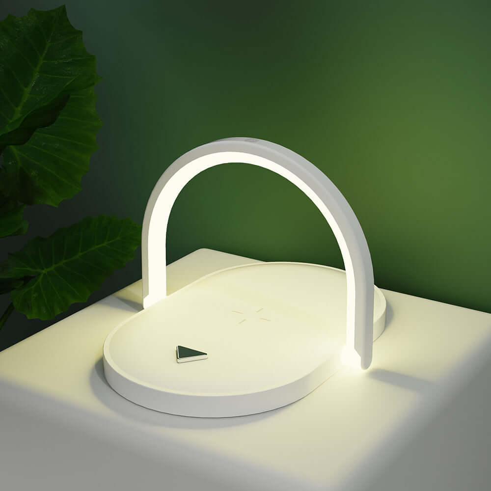 Future Tech 3 in 1 wireless charging night light with adjustable 180° lighting angle for optimal comfort and soft illumination.