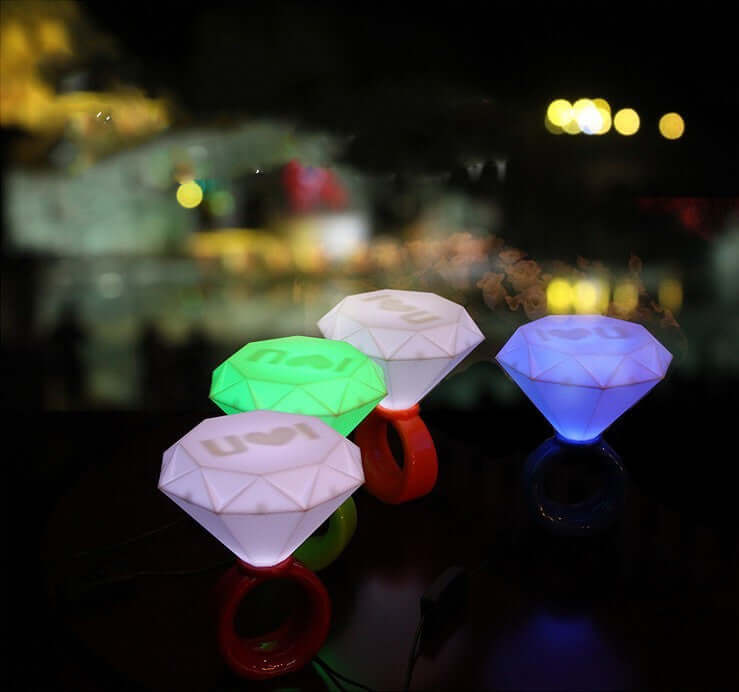 Future Tech Colorful Gradient Diamond LED Night Light illuminating a stylish table with vibrant colors.