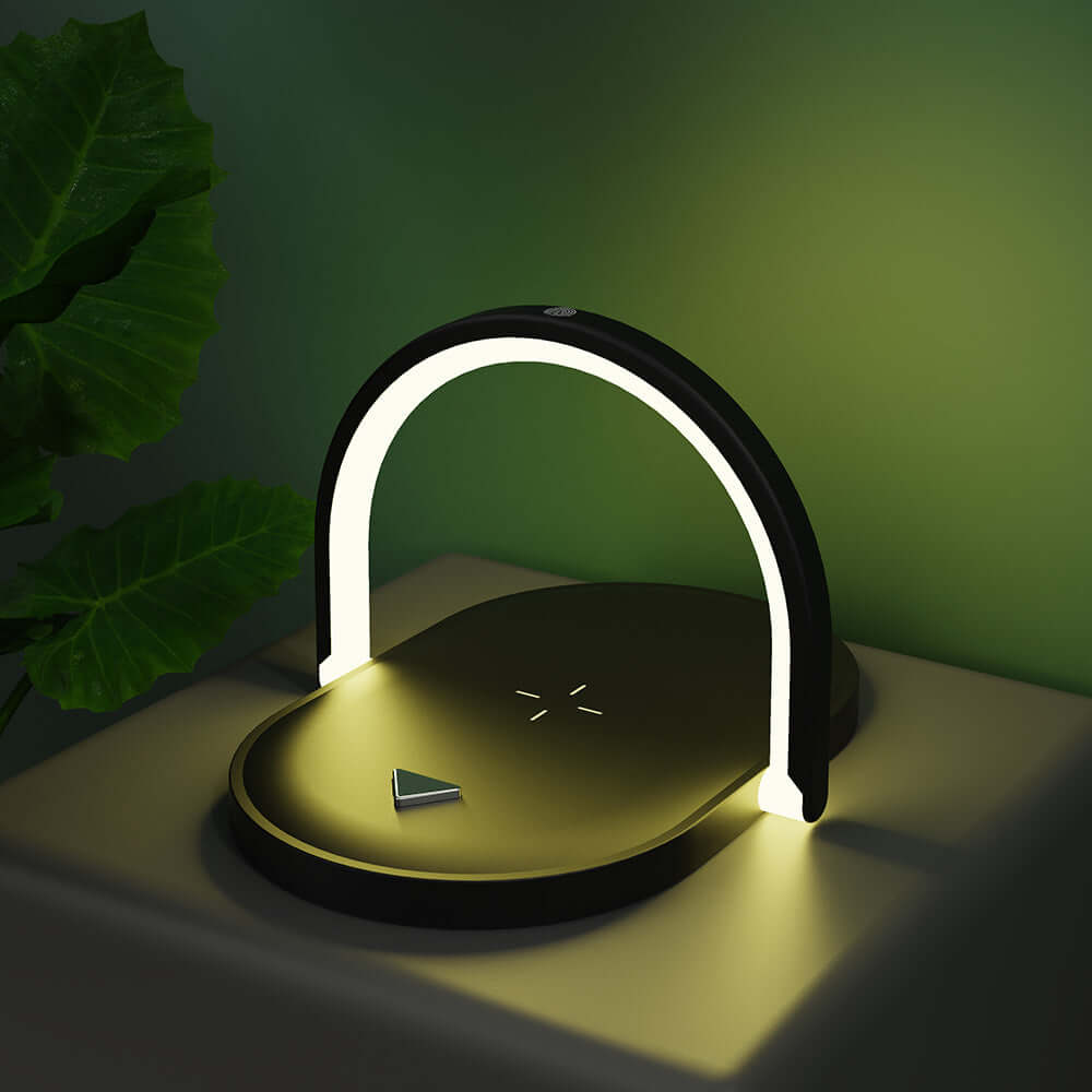 Future Tech 3 in 1 wireless charging night light with adjustable 180° lighting angle for optimal comfort and soft illumination.