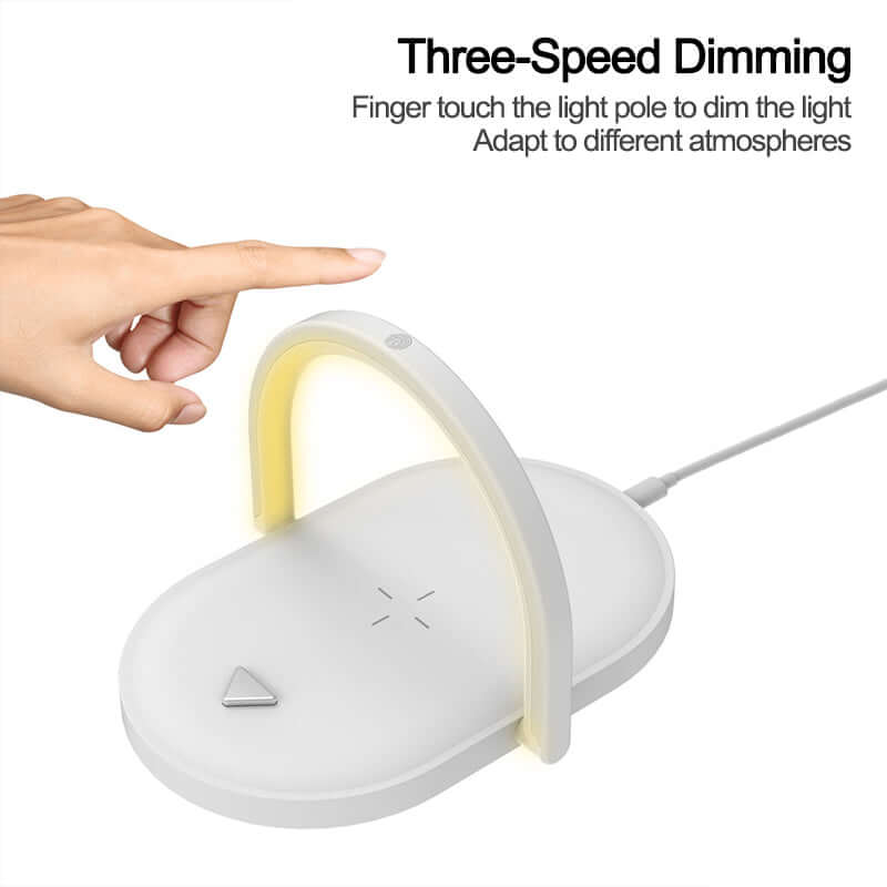 Future Tech 3 in 1 wireless charging night light with adjustable 180° lighting angle for optimal comfort and soft illumination.