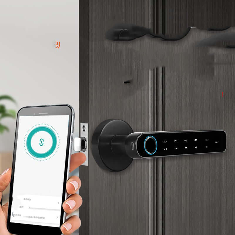 Future Tech Glass Room Door Indoor Wooden Door Fingerprint Lock 