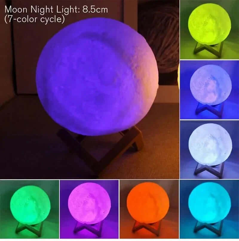 Future Tech D5 Starry Moon Lamp 8Cm - LED Night Light with Stand, 