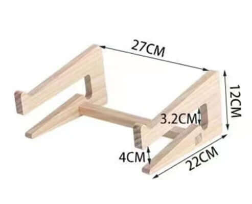 Future Tech Wooden laptop stand displaying a mobile phone, ideal for office and home use, showcasing a versatile design.