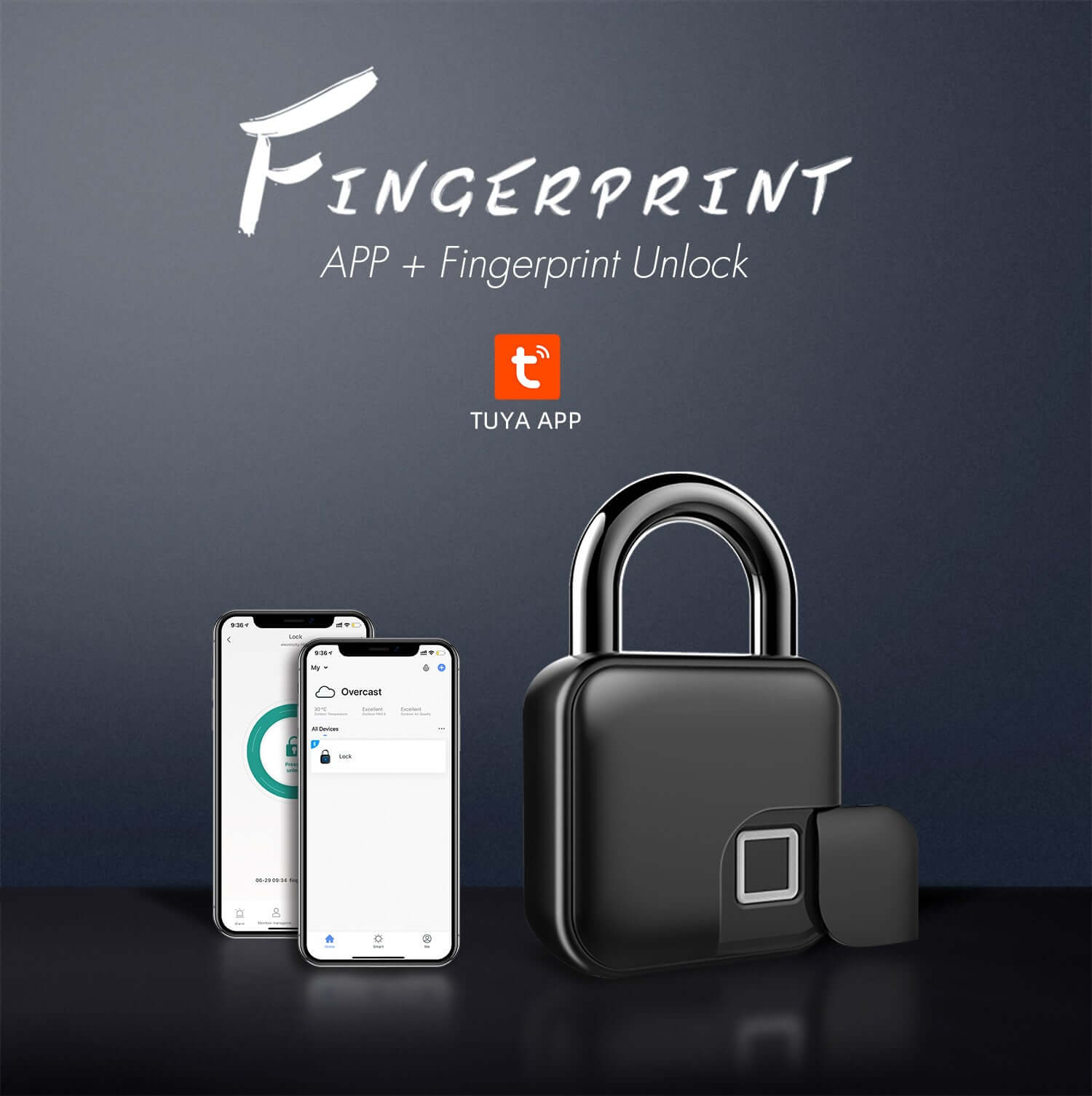 Future Tech Smart Fingerprint Padlock Bluetooth Dorm Anti-theft Lock Remote