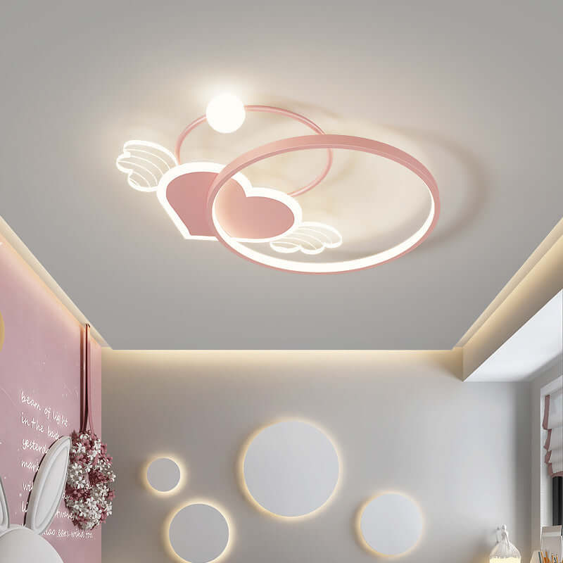 Future Tech Moon Cloud children's bedroom ceiling lamp featuring a heart and wings design.