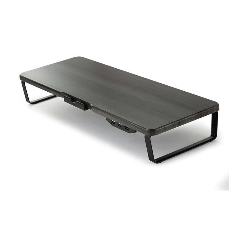 Future Tech monitor lift stand laptop stand with charging, durable wood and aluminum alloy design.