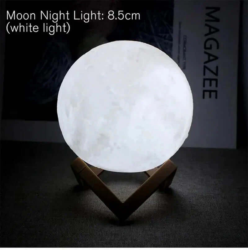 Future Tech D5 Starry Moon Lamp 8Cm - LED Night Light with Stand, 