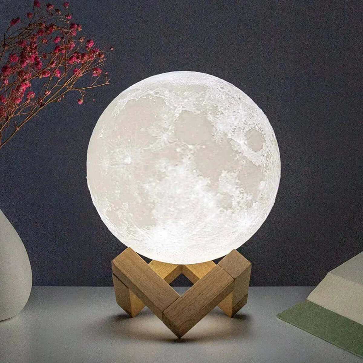 Future Tech D5 Starry Moon Lamp 8Cm - LED Night Light with Stand, 