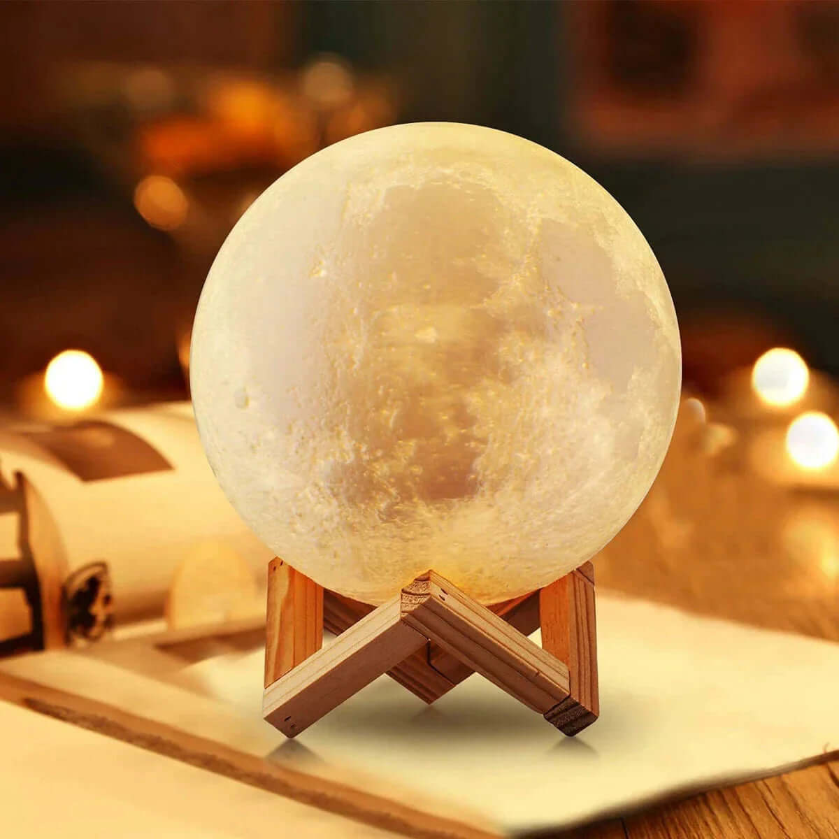 Future Tech D5 Starry Moon Lamp 8Cm - LED Night Light with Stand, 