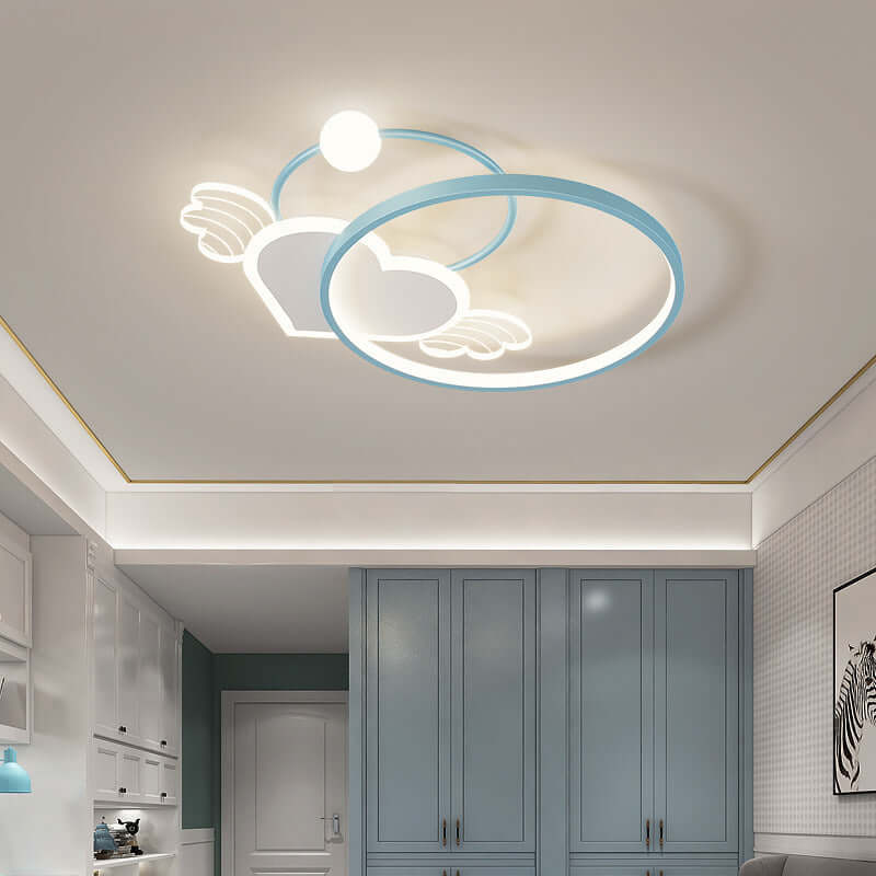 Future Tech Moon Cloud Children's Bedroom Ceiling Lamp featuring a playful cloud and halo design.