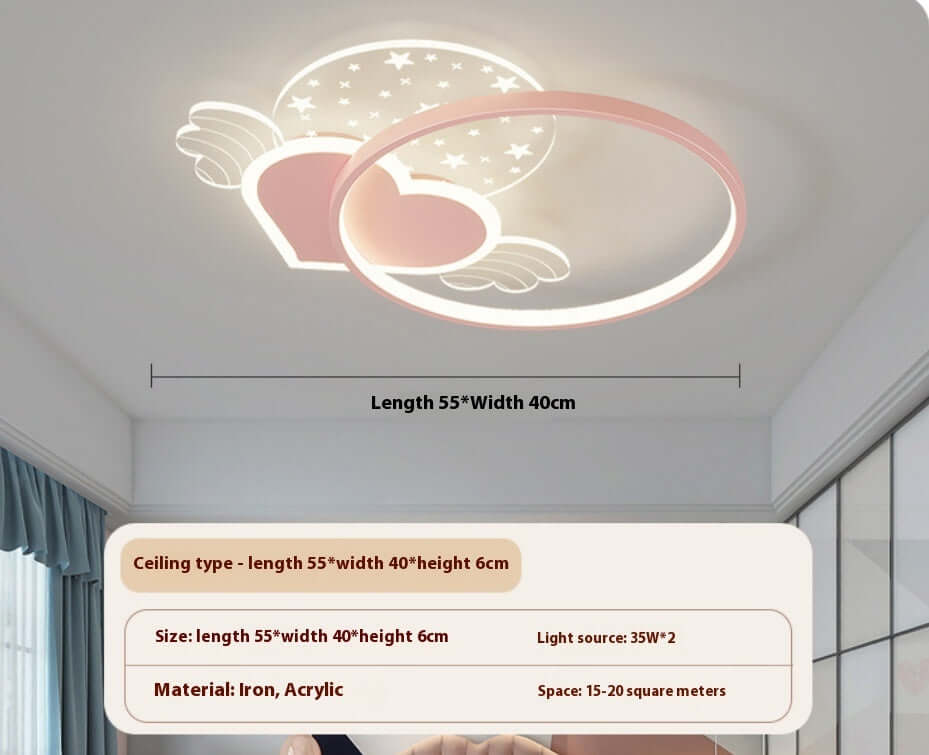 Future Tech Moon Cloud Children's Bedroom Ceiling Lamp with clouds, stars, and heart design.