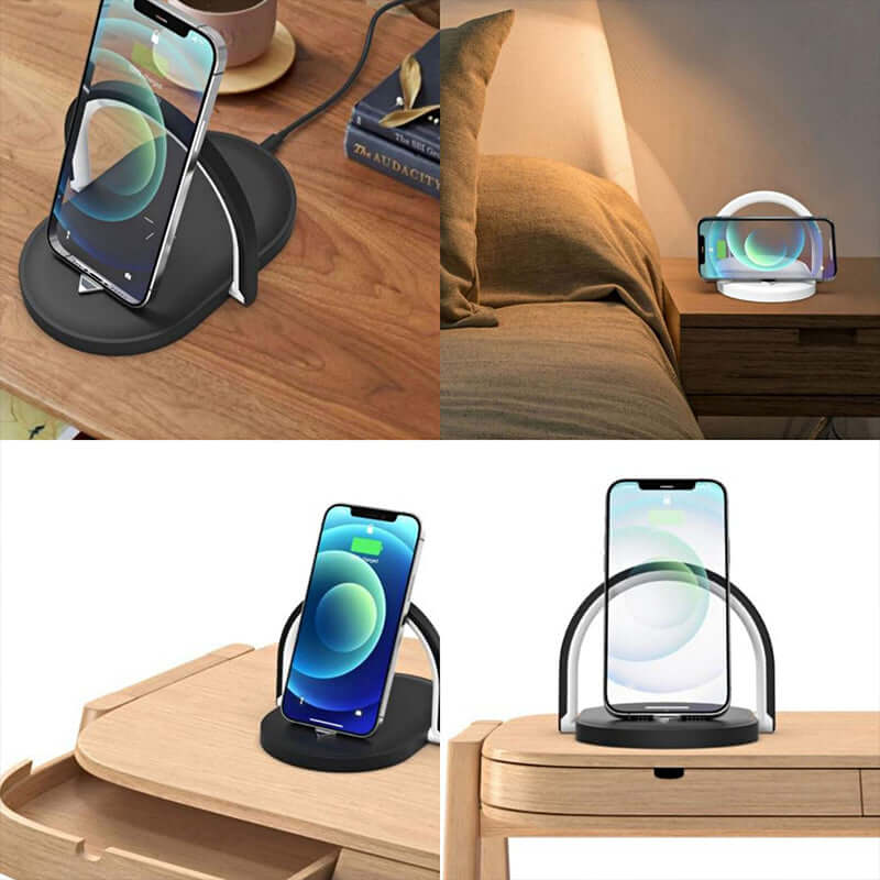 Future Tech 3 in 1 wireless charging night light with adjustable 180° lighting angle for optimal comfort and soft illumination.