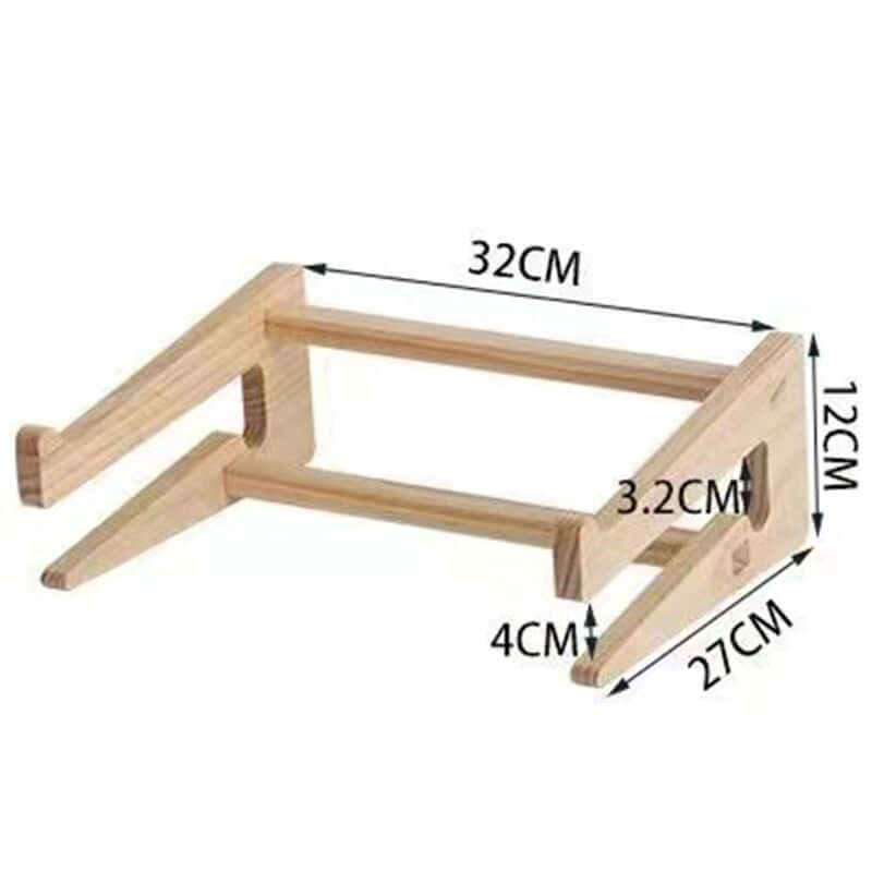 Future Tech Wooden laptop stand displaying a mobile phone, ideal for office and home use, showcasing a versatile design.